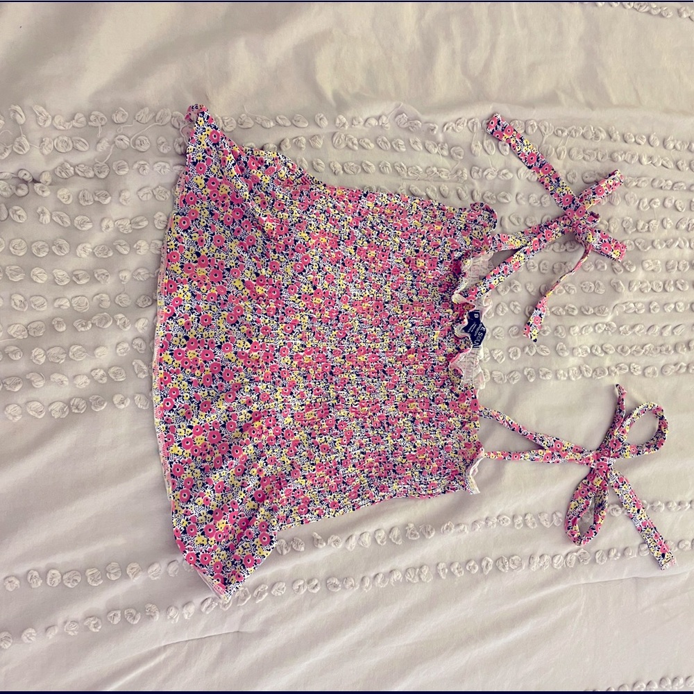 Smocked Floral Crop Top